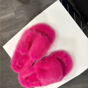 Brandon Blackwood Fuchsia Faux Fur hot pink Slippers - Women's